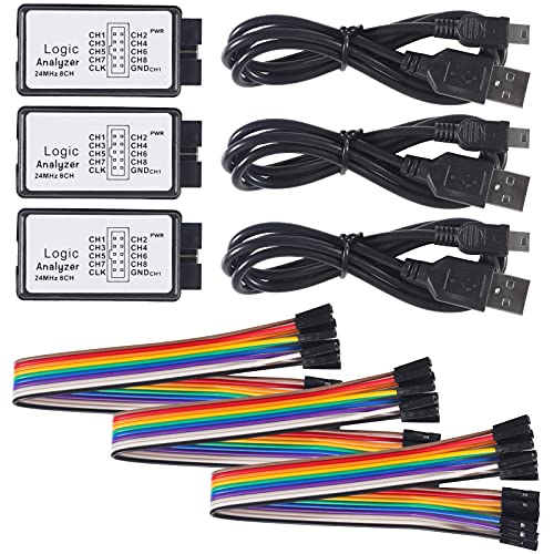 3PCS USB Logic Analyzer Gerät mit USB Kabel 5MHz 24MHz 8CH 8 Kanal UART IIC SPI Debug Logic Analyzer Professioneller Mikrocontroller Gerät Netzwerkanalyse Set für Arduino FPGA ARM M100 SCM von DORHEA