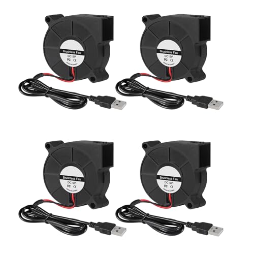 4 Stück 60 mm Kühlung USB-Gebläse 6015 5 V USB 5 Volt Lüfter Gebläse Turbine Turbo Kugellager 60 x 60 x 15 mm PC-Computergehäuse Kühlung Kühlerlüfter von DORHEA