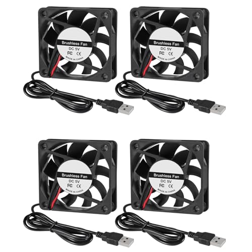 4 Stück 80 mm USB Lüfter 3,14 Zoll Bürstenlose Kühlung DC 5 V 80 mm x 15 mm Kühlergeschwindigkeit 4200 U/min für 3D-Druckerkühlung Elektronik Luftreiniger DIY-Projekte von DORHEA