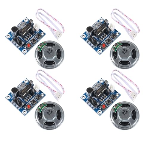 4 Stück ISD1820 Sprachaufzeichnungsmodul, Recorder-Wiedergabemodul mit Audio-Mikrofonen, Sound-Lautsprecher von DORHEA