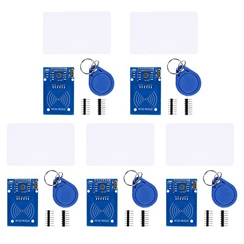 5Pcs mit Reader RC5 RF522 RF IC-Karten-Sensormodul S50 Blanko-Karte Schlüsselanhänger und Schlüsselanhänger RFID-Sensor von DORHEA