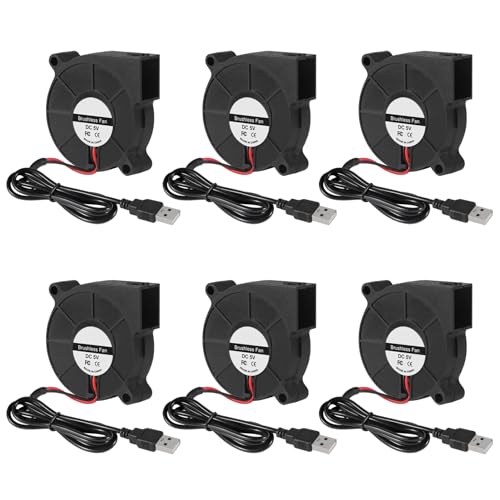 6 Stück 50 mm Kühlung USB-Gebläse 5015 5 V USB 5 Volt Lüfter Gebläse Turbine Turbo Kugellager 50 x 50 x 15 mm PC-Computergehäuse Kühlung Kühlerlüfter von DORHEA