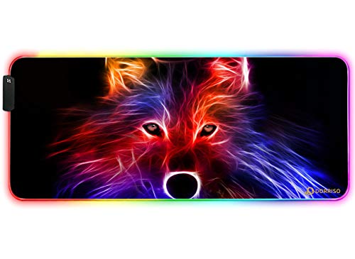 DORRISO RGB Gaming Mauspad 900x400x4 mm XXL Große Mousepad Fransenfreie Ränder Wasserdicht Tischunterlage Matte Office Rutschfest Matte für Computer PC Professionelle Gamer Gaming Mousepad Flammenwolf DORRISO RGB Gaming Mauspad 900x400x4 mm XXL Große Mousepad Fransenfreie Ränder Wasserdicht Tischunterlage Matte Office Rutschfest Matte für Computer PC Professionelle Gamer Gaming Mousepad Flammenwolf von DORRISO