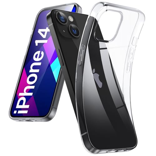 DOSMUNG Crystal Clear für iPhone 14 Hülle (6.1"), [Ohne Vergilbung] Extra Dünn Weiche Silikon Case Stoßfeste Kratzfestigkeit Handyhülle für iPhone 14, Durchsichtig von DOSMUNG