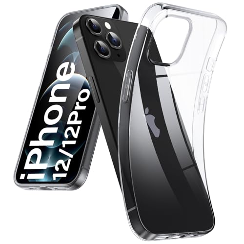DOSMUNG Klar Hülle für iPhone 12 | 12 Pro (6,1"), Flexible Minimalistische Silikonhülle Weiche Case Stoßfeste Kratzfestigkeit Handyhülle für iPhone 12 | 12 Pro, Durchsichtig von DOSMUNG
