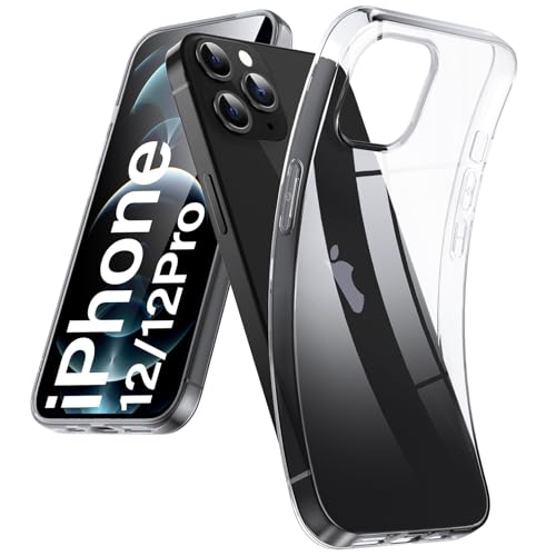 DOSMUNG Hülle für iPhone 12 | 12 Pro (6,1 Zoll), Ultra Dünn Klar Weiche Silikon Handyhülle Stoßfest Anti-Fingerabdruck Anti-kratzt Schutz für iPhone 12 Pro/iPhone 12, Durchsichtig von DOSMUNG