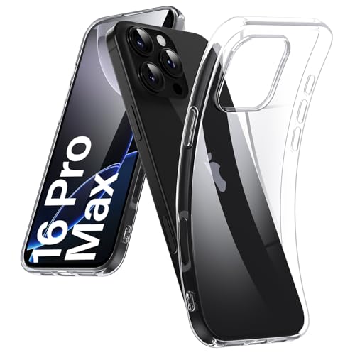 DOSMUNG Klar Hülle für iPhone 16 Pro MAX (6.9"), Flexible Minimalistische Silikonhülle Weiche Case Stoßfeste Kratzfestigkeit Handyhülle für iPhone 16 Pro Max, Durchsichtig von DOSMUNG