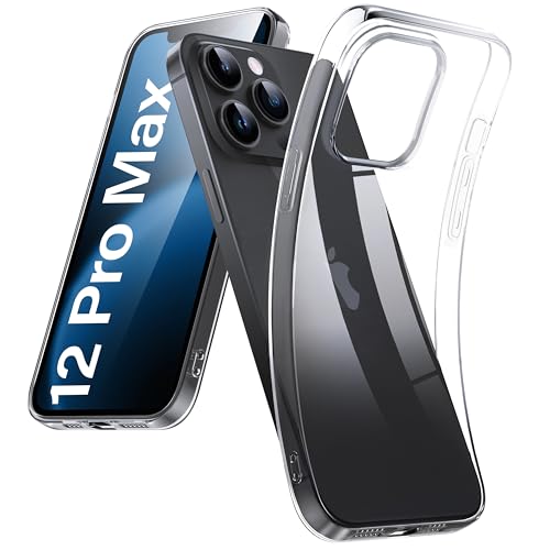 DOSMUNG Klar Hülle für iPhone 12 Pro Max (6.7"), Flexible Minimalistische Silikonhülle Weiche Case Stoßfeste Kratzfestigkeit Handyhülle für iPhone 12 Pro Max, Durchsichtig von DOSMUNG
