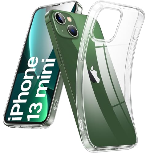 DOSMUNG Klar Hülle für iPhone 13 Mini (5.4"), Flexible Minimalistische Silikonhülle Weiche Case Stoßfeste Kratzfestigkeit Handyhülle für iPhone 13 Mini, Durchsichtig von DOSMUNG