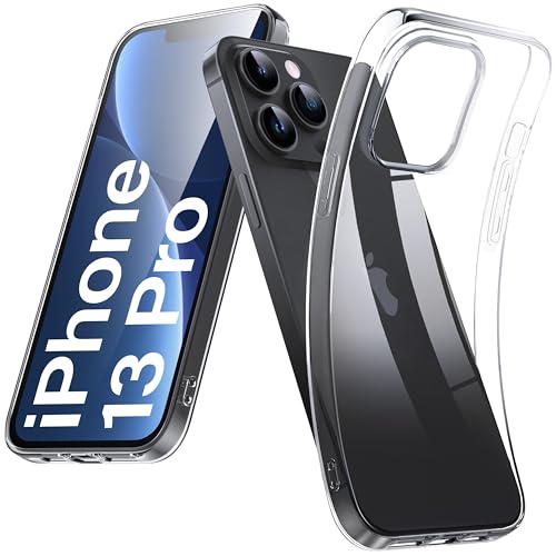 DOSMUNG Klar Hülle für iPhone 13 Pro (6.1"), Flexible Minimalistische Silikonhülle Weiche Case Stoßfeste Kratzfestigkeit Handyhülle für iPhone 13 Pro, Durchsichtig von DOSMUNG