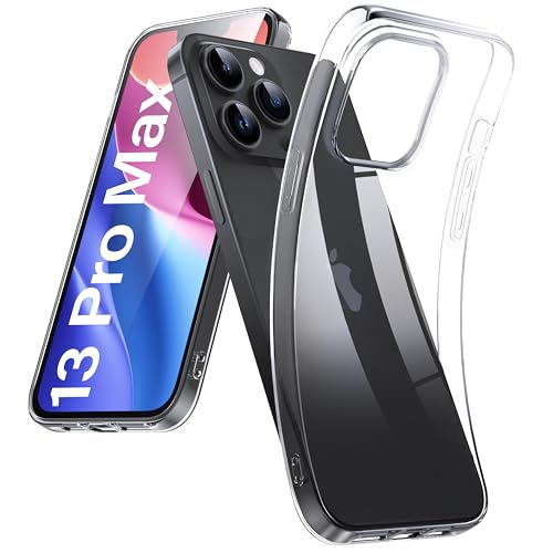 DOSMUNG Klar Hülle für iPhone 13 Pro Max (6.7"), Upgrade Ultra Dünn Minimalistische Silikonhülle Weiche Case Stoßfeste Kratzfestigkeit Handyhülle für iPhone 13 Pro Max, Durchsichtig von DOSMUNG