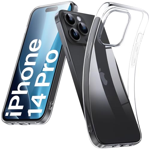 DOSMUNG Klar Hülle für iPhone 14 Pro (6.1"), Upgrade Ultra Dünn Minimalistische Silikonhülle Weiche Case Stoßfeste Kratzfestigkeit Handyhülle für iPhone 14 Pro, Durchsichtig von DOSMUNG
