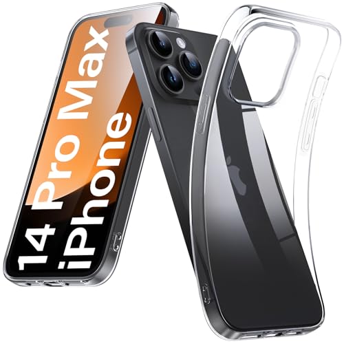 DOSMUNG Klar Hülle für iPhone 14 Pro Max (6.7"), Flexible Minimalistische Silikonhülle Weiche Case Stoßfeste Kratzfestigkeit Handyhülle für iPhone 14 Pro Max, Durchsichtig von DOSMUNG