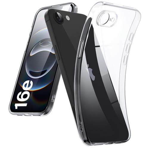 DOSMUNG Klar Hülle für iPhone 16e (6.1"), Flexible Minimalistische Silikonhülle Weiche Case Stoßfeste Kratzfestigkeit Handyhülle für iPhone 16e 2025, Durchsichtig von DOSMUNG
