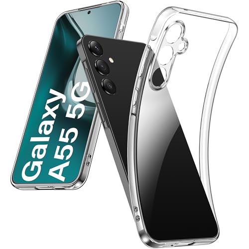 DOSMUNG Transparent Hülle für Samsung Galaxy A55 5G, Minimalistische Weiche Silikonhülle Stoßfeste Kratzfestigkeit Handyhülle für Samsung Galaxy A55 5G, Durchsichtig von DOSMUNG