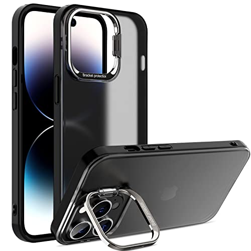 DOSNTO 2-Wege Ständer für iPhone 14 Pro Hülle, iPhone 14 Pro Case Dünn Matt mit Ständer für Unterstützung und Kameraschutz, Handyhülle Leicht Weich Anti-Fingerabdruck Kratzfeste von DOSNTO