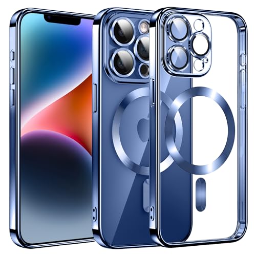 Clear Magnetisch für iPhone 15 Pro Hülle mit MagSafe [Original iPhone Äußere] [Kameraschutz Eingebaut] Durchsichtig Silikon Case Ultra Dünn [Niemals Gelb] Handyhülle Anti Fingerabdruck Kratzfeste von DOSNTO