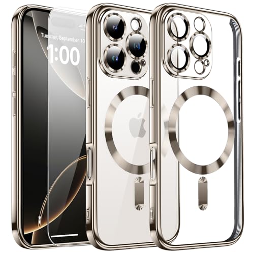 Clear Magnetisch für iPhone 16 Pro Max Hülle mit MagSafe [Original iPhone Äußere] [Kameraschutz Eingebaut] Durchsichtig Silikon Case Ultra Dünn [Niemals Gelb] Handyhülle Anti Fingerabdruck Kratzfeste von DOSNTO