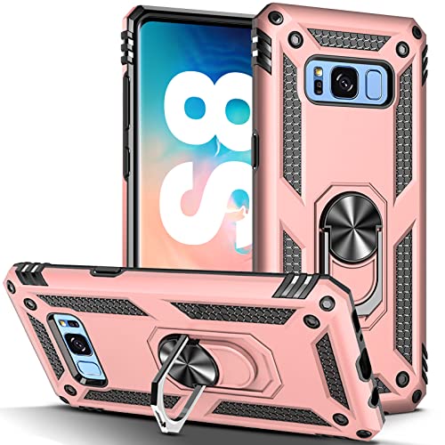 DOSNTO Armor Bumper Hülle für Samsung Galaxy S8 [Militärischer Stoßfest] [Unzerstörbar Schutz] [Dual Layer doch Dünn] Samsung S8 Rugged Case Schutzhülle mit Magnet Ring Halter Ständer von DOSNTO