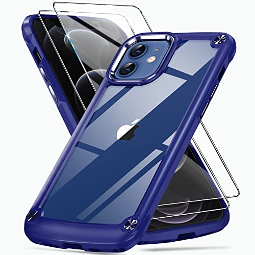 DOSNTO Clear Blau für iPhone 12/ iPhone 12 Pro Hülle [Niemals Gelb] Durchsichtig Transparent Case, Handyhülle Kameraschutz Kratzfeste, TPU Bumper Schutzhülle Cover Stoßfest 15FT mit Schutzfolie von DOSNTO
