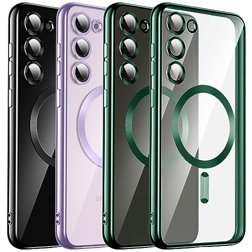 DOSNTO Clear Magnetisch für Samsung Galaxy S23 Plus Hülle mit MagSafe [Integriert Kameraschutz Glas] Durchsichtig Silikon Case Dünn [Niemals Gelb] Handyhülle Anti Fingerabdruck Schutzhülle von DOSNTO