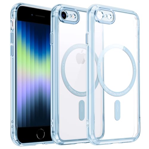 DOSNTO Clear Handyhülle für iPhone SE 2022/SE 2020/8 Hülle mit MagSafe [Kameraschutz Eingebaut] Durchsichtig Silikon Case Ultra Dünn [Niemals Gelb] Magnetisch Anti Fingerabdruck Kratzfeste von DOSNTO