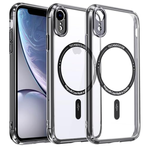 DOSNTO Clear Handyhülle für iPhone XR Hülle mit MagSafe [Kameraschutz Eingebaut] Durchsichtig Silikon Case Ultra Dünn [Niemals Gelb] Magnetisch Anti Fingerabdruck Kratzfeste von DOSNTO