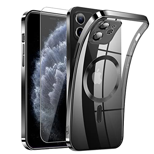 DOSNTO Clear Magnetisch für iPhone 12 Hülle mit MagSafe [Original iPhone Äußere] [Kameraschutz Eingebaut] Durchsichtig Silikon Case Ultra Dünn Handyhülle [Niemals Gelb] Schutzhülle von DOSNTO