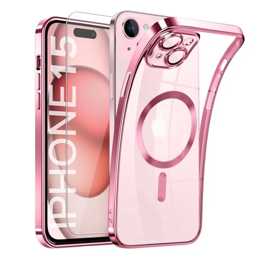 DOSNTO Clear Magnetisch für iPhone 15 Hülle mit MagSafe [Original iPhone Äußere] [Kameraschutz Eingebaut] Durchsichtig Silikon Case Ultra Dünn [Niemals Gelb] Handyhülle Anti Fingerabdruck Kratzfeste von DOSNTO