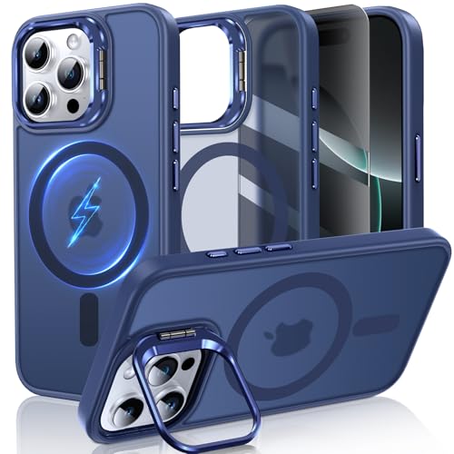 DOSNTO Handyhülle für iPhone 16 Pro Max Hülle mit Kamera Ständer, kompatibel mit MagSafe, Magnetisch Case Militär Stoßfest Schutz Hart Schutzhülle, Dünn Transluzent Matt Kratzfeste Rückseite Stand DOSNTO Handyhülle für iPhone 16 Pro Max Hülle mit Kamera Ständer, kompatibel mit MagSafe, Magnetisch Case Militär Stoßfest Schutz Hart Schutzhülle, Dünn Transluzent Matt Kratzfeste Rückseite Stand von DOSNTO