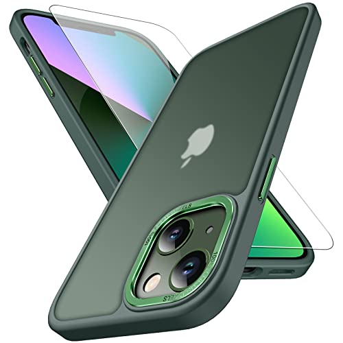 DOSNTO Solide Armor für iPhone 13 Hülle & iPhone 14 Hülle Militärischer Stoßfest Transluzent Handyhülle Erhöhtem Metall zum Kameraschutz Rugged Case Dünn Hart Schutzhülle Anti-Fingerabdruck von DOSNTO