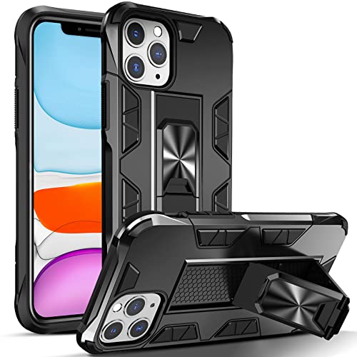 DOSNTO iPhone 11 pro Hülle Case mit Ring Halter Ständer Kameraschutz Handyhülle Schwarz Stoßfest [Geeignet für Magnetische Autohalterung][Anti-Scratch] Schutzhülle Handy Hüllen von DOSNTO