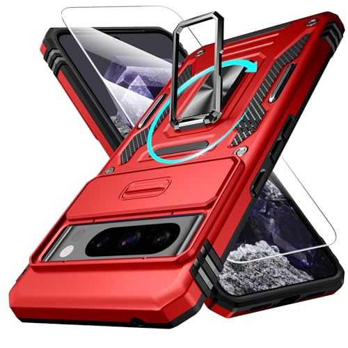 Defend Handyhülle für Google Pixel 8 Pro 5G Hülle mit Magnetische Ring Ständer [2X Vergrößerung Metallplatte für Autohalterung] Militärischer Stoßfest Handyhülle Rugged Case Unzerstörbar Schutzhülle von DOSNTO
