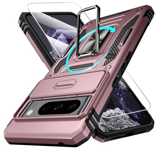 Defend Handyhülle für Google Pixel 8 Pro 5G Hülle mit Magnetische Ring Ständer [2X Vergrößerung Metallplatte für Autohalterung] Militärischer Stoßfest Handyhülle Rugged Case Unzerstörbar Schutzhülle von DOSNTO
