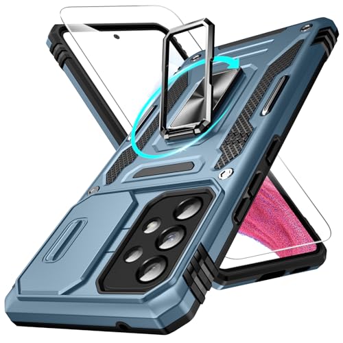 Defend Handyhülle für Samsung Galaxy A53 5G Hülle mit Magnetische Ring Ständer [2X Vergrößerung Metallplatte für Autohalterung] Militärischer Stoßfest Rugged Case Unzerstörbar Schutzhülle von DOSNTO