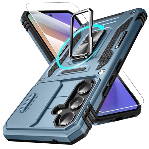 Defend Handyhülle für Samsung Galaxy A54 5G Hülle mit Magnetische Ring Ständer [2X Vergrößerung Metallplatte für Autohalterung] Militärischer Stoßfest Rugged Case Unzerstörbar Schutzhülle von DOSNTO