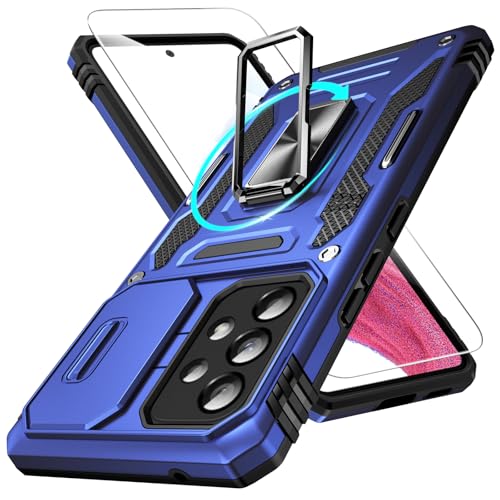 Defend Handyhülle für Samsung Galaxy A71 5G Hülle mit Magnetische Ring Ständer [2X Vergrößerung Metallplatte für Autohalterung] Militärischer Stoßfest Rugged Case Unzerstörbar Schutzhülle von DOSNTO