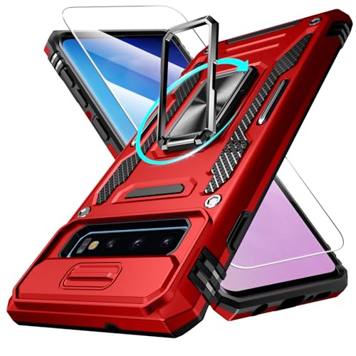 Defend Handyhülle für Samsung Galaxy S10 Hülle mit Magnetische Ring Ständer [2X Vergrößerung Metallplatte für Autohalterung] Militärischer Stoßfest Rugged Case Unzerstörbar Schutzhülle von DOSNTO