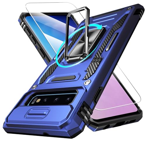 Defend Handyhülle für Samsung Galaxy S10 Hülle mit Magnetische Ring Ständer [2X Vergrößerung Metallplatte für Autohalterung] Militärischer Stoßfest Rugged Case Unzerstörbar Schutzhülle von DOSNTO