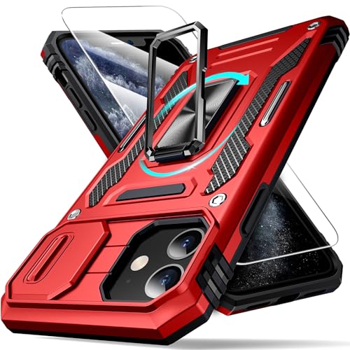 Defend Handyhülle für iPhone 11 Hülle mit Magnetische Ring Ständer [2X Vergrößerung Metallplatte für Autohalterung] Militärischer Stoßfest Rugged Case Unzerstörbar Schutzhüll von DOSNTO