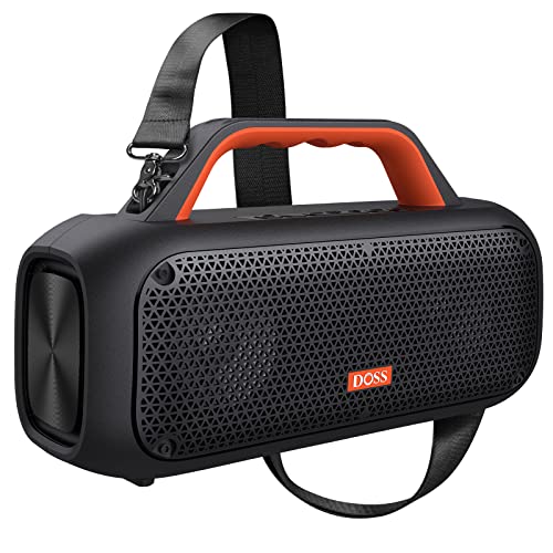 DOSS Bluetooth Lautsprecher, Extreme Boom Musikbox Bluetooth mit IPX6 Wasserdicht, 60W Intensiver Bass, 30H Spielzeit, 10400 mAh Powerbank, Stereo-Pairing, Bluetooth Box mit Griff für Innen und außen von DOSS