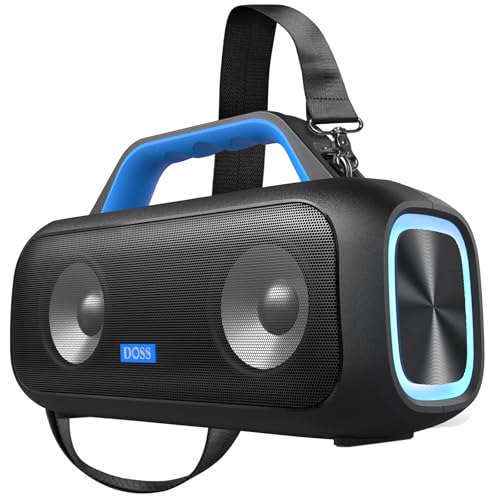 DOSS Extreme Boom S Bluetooth Lautsprecher mit 60W Mighty Sound, Deep Bass, 25H Spielzeit, Power Bank, LED-Licht, Stereo-Pairing, IPX6 wasserdicht Tragbar Musikbox für Camping, Strand, Garten - Blau DOSS Extreme Boom S Bluetooth Lautsprecher mit 60W Mighty Sound, Deep Bass, 25H Spielzeit, Power Bank, LED-Licht, Stereo-Pairing, IPX6 wasserdicht Tragbar Musikbox für Camping, Strand, Garten - Blau von DOSS
