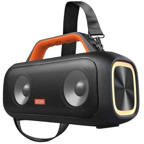 DOSS Extreme Boom S Bluetooth Lautsprecher mit 60W Mighty Sound, Deep Bass, 25H Spielzeit, Power Bank, LED-Licht, Stereo-Pairing, IPX6 wasserdicht Tragbar Musikbox für Camping, Strand, Garten - Orange DOSS Extreme Boom S Bluetooth Lautsprecher mit 60W Mighty Sound, Deep Bass, 25H Spielzeit, Power Bank, LED-Licht, Stereo-Pairing, IPX6 wasserdicht Tragbar Musikbox für Camping, Strand, Garten - Orange von DOSS