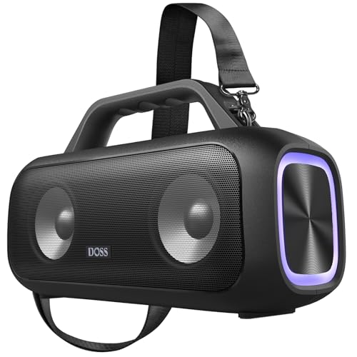DOSS Extreme Boom S Bluetooth Lautsprecher mit 60W Mighty Sound, Deep Bass, 25H Spielzeit, Power Bank, LED-Licht, Stereo-Pairing, IPX6 wasserdicht Tragbar Musikbox für Camping, Strand, Garten ﻿ von DOSS