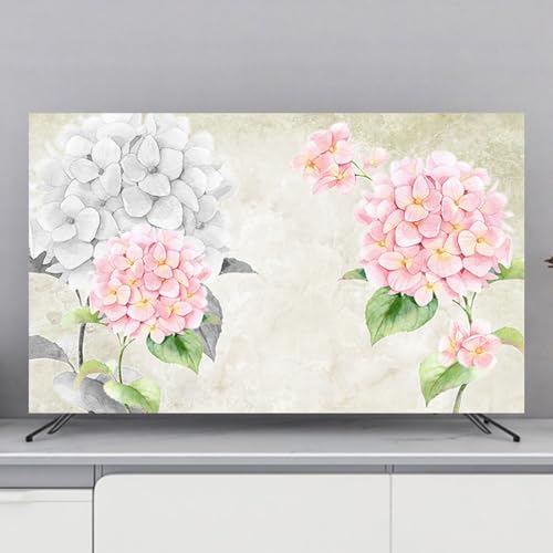 DOTBUY-SHOP TV-Staubschutz, 32-80 Zoll TV-Abdeckung Staubschutzhülle, Hülle Bezug für Fernsehen Schutzhülle mit Blumenmuster, Universal Fernseher Schutzhülle (Grau und weiß,37-39 inch) von DOTBUY-SHOP