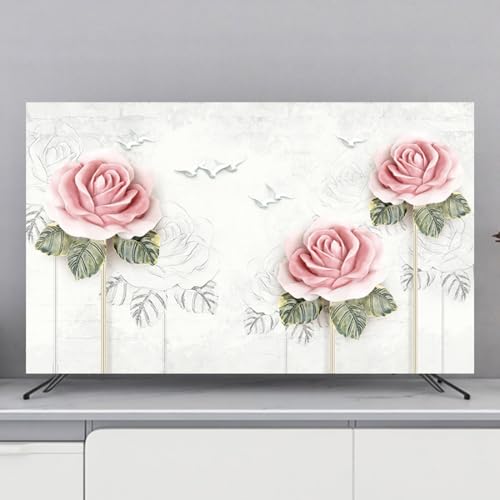 DOTBUY-SHOP TV-Staubschutz, 32-80 Zoll TV-Abdeckung Staubschutzhülle, Hülle Bezug für Fernsehen Schutzhülle mit Blumenmuster, Universal Fernseher Schutzhülle (Rosen und Vögel,75 inch) von DOTBUY-SHOP