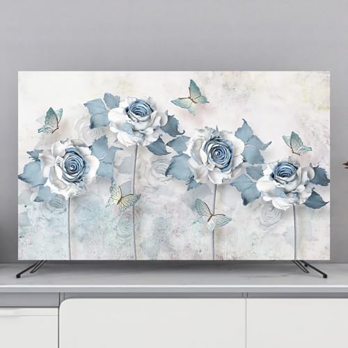 DOTBUY-SHOP TV-Staubschutz, 32-80 Zoll TV-Abdeckung Staubschutzhülle, Hülle Bezug für Fernsehen Schutzhülle mit Blumenmuster, Universal Fernseher Schutzhülle (Schmetterling und blau,70 inch) von DOTBUY-SHOP