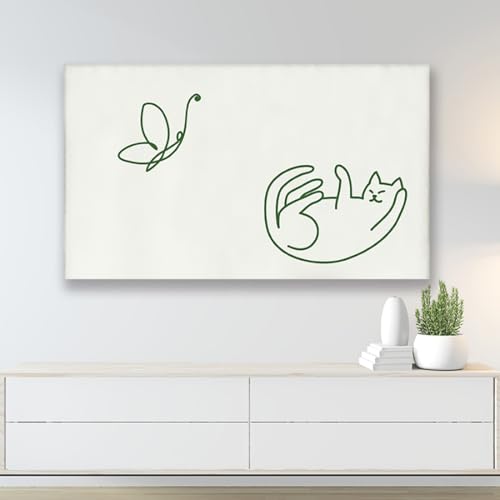 DOTBUY-SHOP TV-Staubschutz, 32-85 Zoll TV-Abdeckung Staubschutzhülle, Hülle Bezug für Fernsehen, Universal Fernseher Schutzhülle, Minimalistischer Stil (Kätzchen,55-65 Zoll) von DOTBUY-SHOP