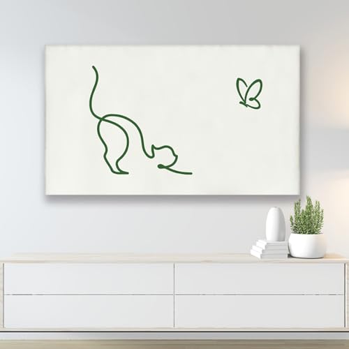 DOTBUY-SHOP TV-Staubschutz, 32-85 Zoll TV-Abdeckung Staubschutzhülle, Hülle Bezug für Fernsehen, Universal Fernseher Schutzhülle, Minimalistischer Stil (Katzen und Schmetterlinge,69-75 Zoll) von DOTBUY-SHOP