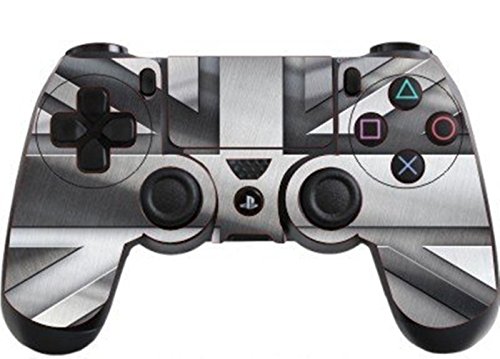 DOTBUY PS4 Design Schutzfolie Skin Sticker Aufkleber Set Styling für Sony Playstation 4 Controller X 1 (Union Jack Silver) von DOTBUY